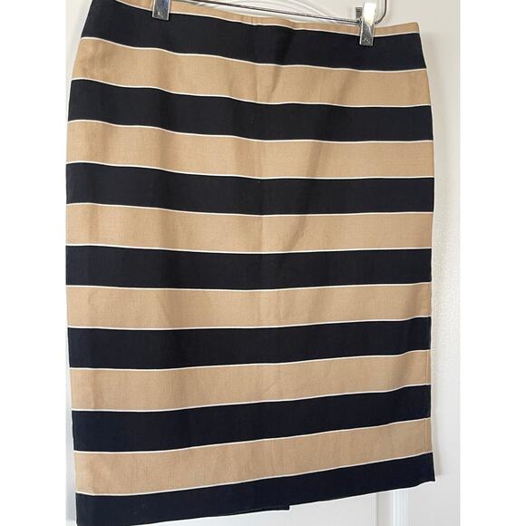 Ann Taylor Loft Black and Tan/Beige/Khaki Striped Skirt Size 6 - Picture 4 of 7